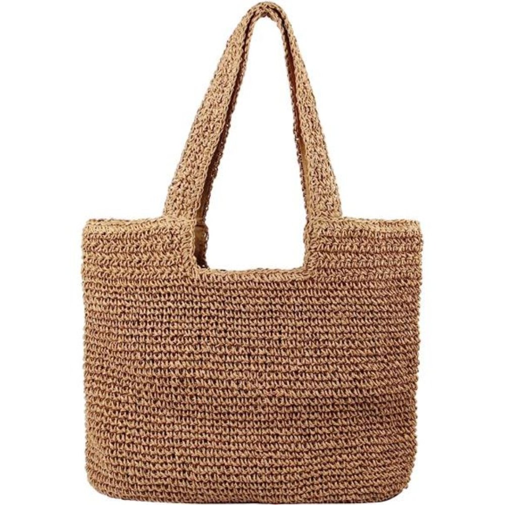 Straw Beach Bag for Women Summer Woven Tote Bag Shoulder Handbags Cute - Picture 1 of 6